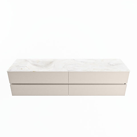 Mondiaz Vica Dlux badmeubel 200cm Linen - Cloud wastafel Ostra links - met 1 kraangat