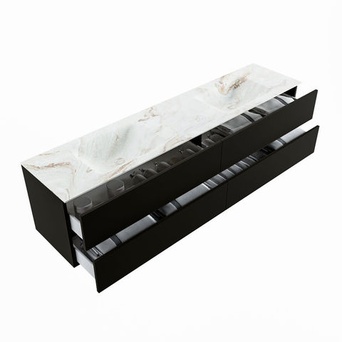 Mondiaz Vica Dlux badmeubel 200cm Urban - Cloud wastafel Frappe dubbel - zonder kraangat