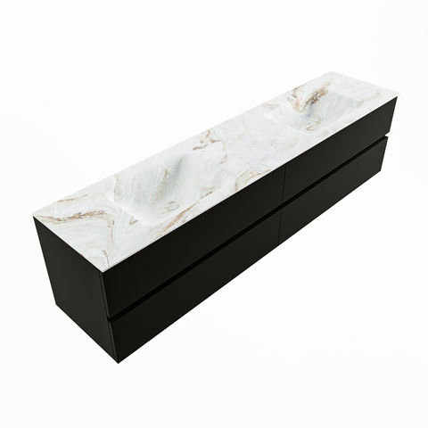 Mondiaz Vica Dlux badmeubel 200cm Urban - Cloud wastafel Frappe dubbel - met 2 kraangaten