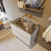 Mondiaz Vica Dlux badmeubel 80cm Linen - Cloud wastafel Lava midden - zonder kraangat