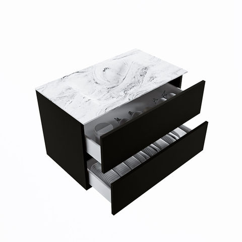 Mondiaz Vica Dlux badmeubel 80cm Urban - Cloud wastafel Glace midden - zonder kraangat