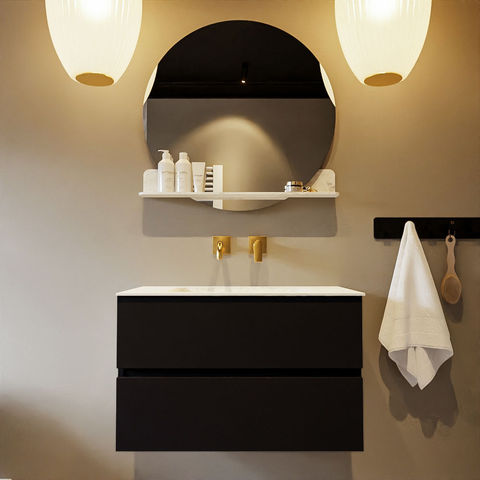 Mondiaz Vica Dlux badmeubel 80cm Urban - Cloud wastafel Opalo midden - zonder kraangat
