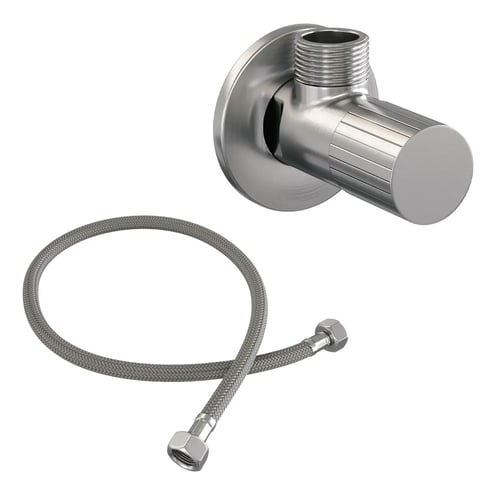 Brauer Stripe hoekstopkraan compleet met slang - geborsteld RVS PVD