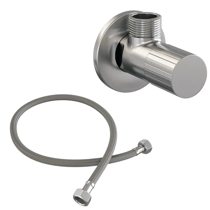 Brauer Stripe hoekstopkraan compleet met slang - geborsteld RVS PVD