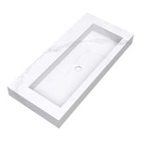 Brauer Coral wastafel 100x46cm - Calacatta Gold - zonder kraangaten