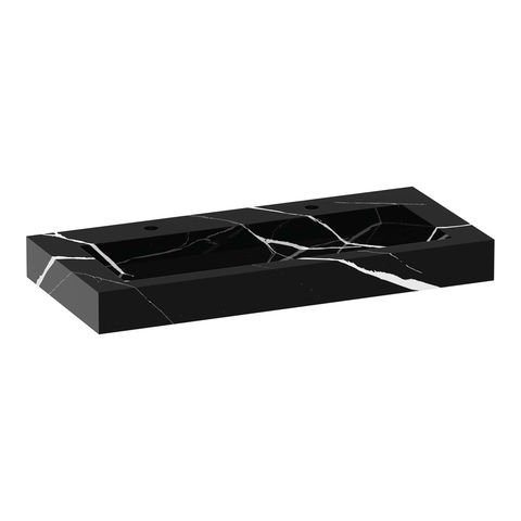 Brauer Coral wastafel 100x46cm - Nero Marquina - 2 kraangaten