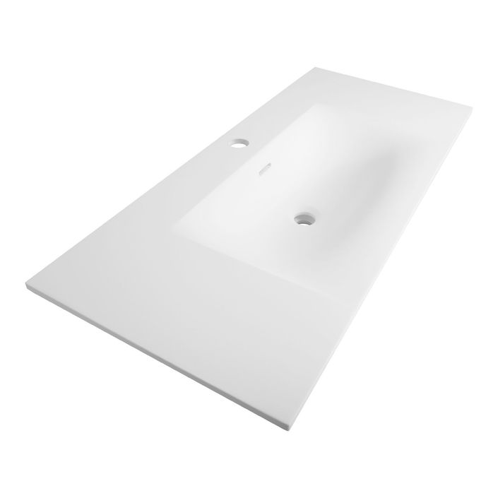 Brauer Glacier wastafel 100x46cm - fine stone - zonder kraangat - mat wit
