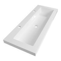 Brauer Spring meubelwastafel ondiep 99,6x39,1cm mineraalmarmer - 2 kraangaten - zijdeglans wit