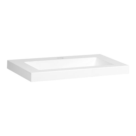 Brauer Spring meubelwastafel ondiep 59,6x39,1cm mineraalmarmer - 1 kraangat - zijdeglans wit