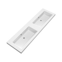 Brauer Solar Medium dubbele wastafel 160x46cm mineraalmarmer - zonder kraangaten - mat wit