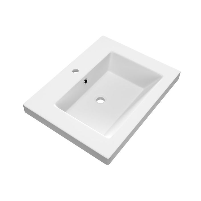 Brauer Solar Medium wastafel 60x46cm mineraalmarmer - 1 kraangat - mat wit