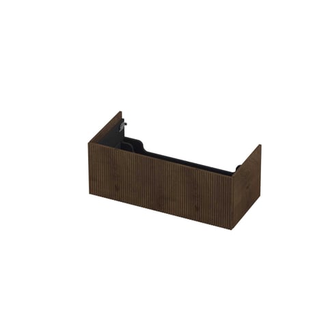 Ink onderkast 100x45cm - push to open - 1 lade - verticaal gefreesd - fineer chocolate