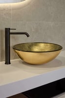 Luca Sanitair Luca Vetro opzetwastafel rond 42x42x14,5cm - gehard glas - gold