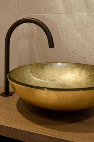 Luca Sanitair Luca Vetro opzetwastafel rond 42x42x14,5cm - gehard glas - gold