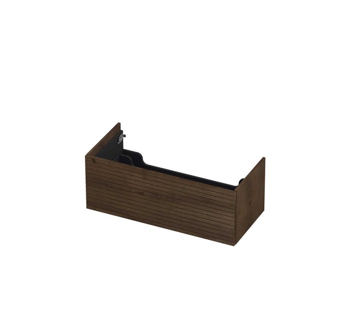 Ink onderkast 100x45cm - push to open - 1 lade - horizontaal gefreesd - fineer chocolate