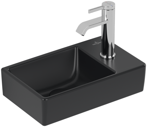 Villeroy & Boch Avento fontein 36x22cm - kraangat rechts - pure black CeramicPlus