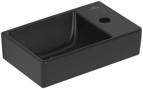 Villeroy & Boch Avento fontein 36x22cm - kraangat rechts - pure black CeramicPlus