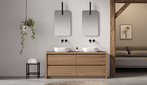 LoooX Wooden U-Floor staand badmeubel 150x46cm massief eiken - old grey
