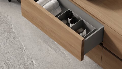 LoooX Wooden U-Floor staand badmeubel 150x46cm massief eiken - old grey