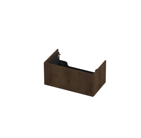 Ink onderkast 80x45cm - push to open - 1 lade - verticaal gefreesd - fineer chocolate