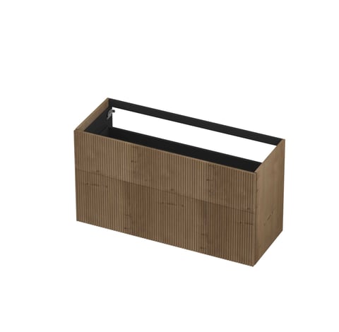 Ink onderkast 120x45cm - push to open - 2 lades - verticaal gefreesd - fineer ash grey