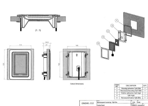 Xenz Inbouwframe bediening Elite 15,5x11,3cm (inbouwmaat 13,3x10cm)