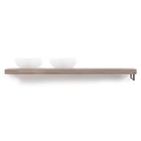Looox Wooden Base Shelf Solo wastafelblad 200x46cm - RVS handdoekhouder rechts - old grey