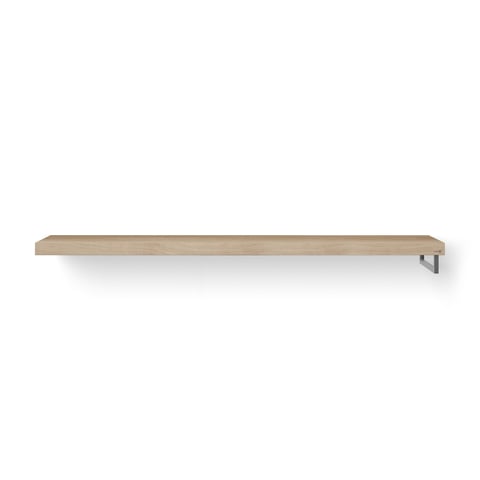 Looox Wooden Base Shelf Solo wastafelblad 200x46cm - RVS handdoekhouder rechts - old grey