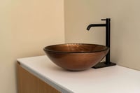 Luca Sanitair Luca Vetro opzetwastafel rond 42x42x14,5cm - gehard glas - copper