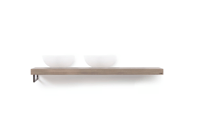Looox Wooden Base Shelf Solo wastafelblad 200x46cm - RVS handdoekhouder links - old grey