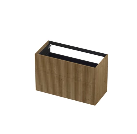 Ink onderkast 100x45cm - push to open - 2 lades - verticaal gefreesd - fineer natur