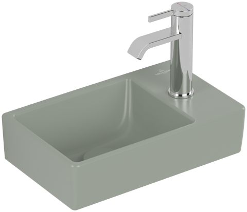 Villeroy & Boch Avento fontein 36x22cm - kraangat rechts - morning green CeramicPlus