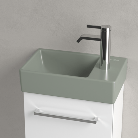 Villeroy & Boch Avento fontein 36x22cm - kraangat rechts - morning green CeramicPlus