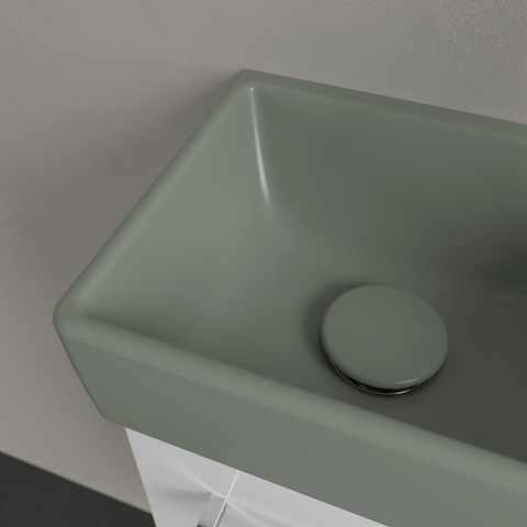 Villeroy & Boch Avento fontein 36x22cm - kraangat rechts - morning green CeramicPlus