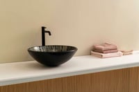 Luca Sanitair Luca Vetro opzetwastafel rond 42x42x14,5cm - gehard glas - multicolour/black