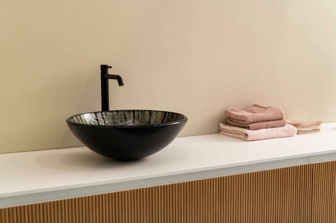 Luca Sanitair Luca Vetro opzetwastafel rond 42x42x14,5cm - gehard glas - multicolour/black