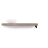 Looox Wooden Base Shelf Solo wastafelblad 120x46cm - zwarte handdoekhouder rechts - old grey