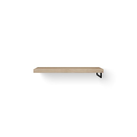 Looox Wooden Base Shelf Solo wastafelblad 120x46cm - zwarte handdoekhouder rechts - old grey