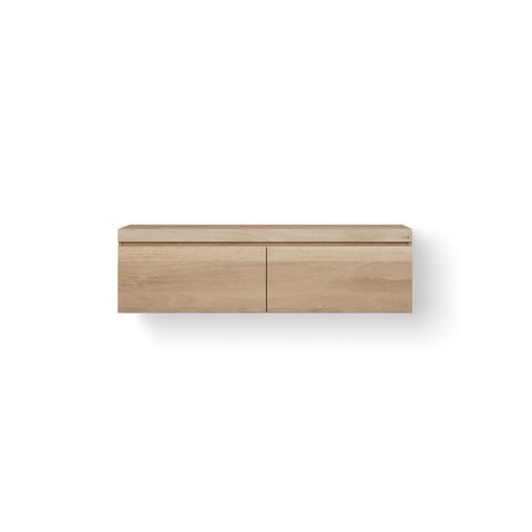 LoooX Wooden Drawer BoX badmeubel 140x46cm massief eiken 2 lades - old grey