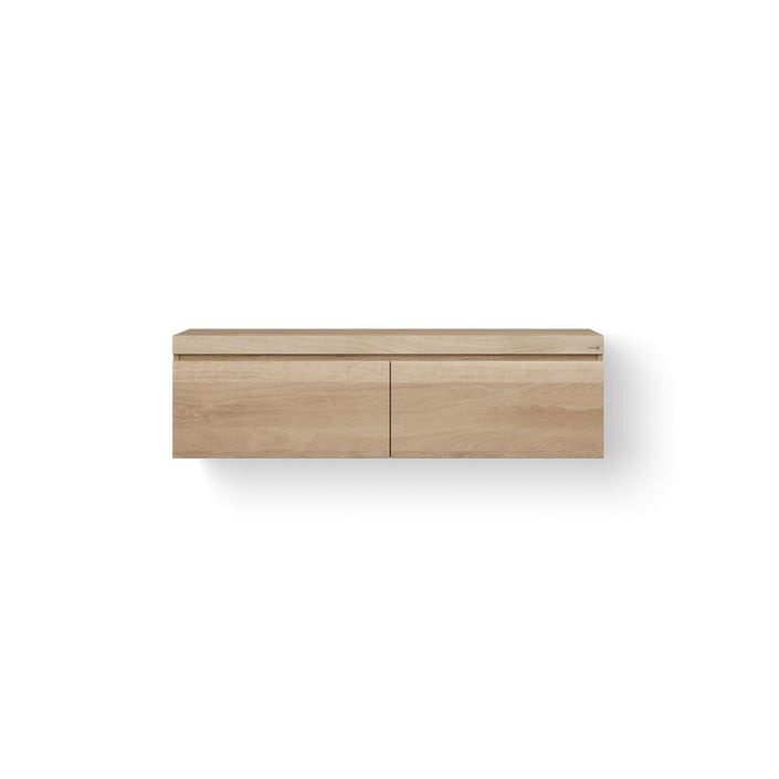 LoooX Wooden Drawer BoX badmeubel 140x46cm massief eiken 2 lades - old grey