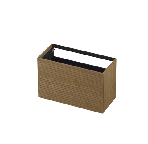 Ink onderkast 100x45cm - push to open - 2 lades - horizontaal gefreesd - fineer natur