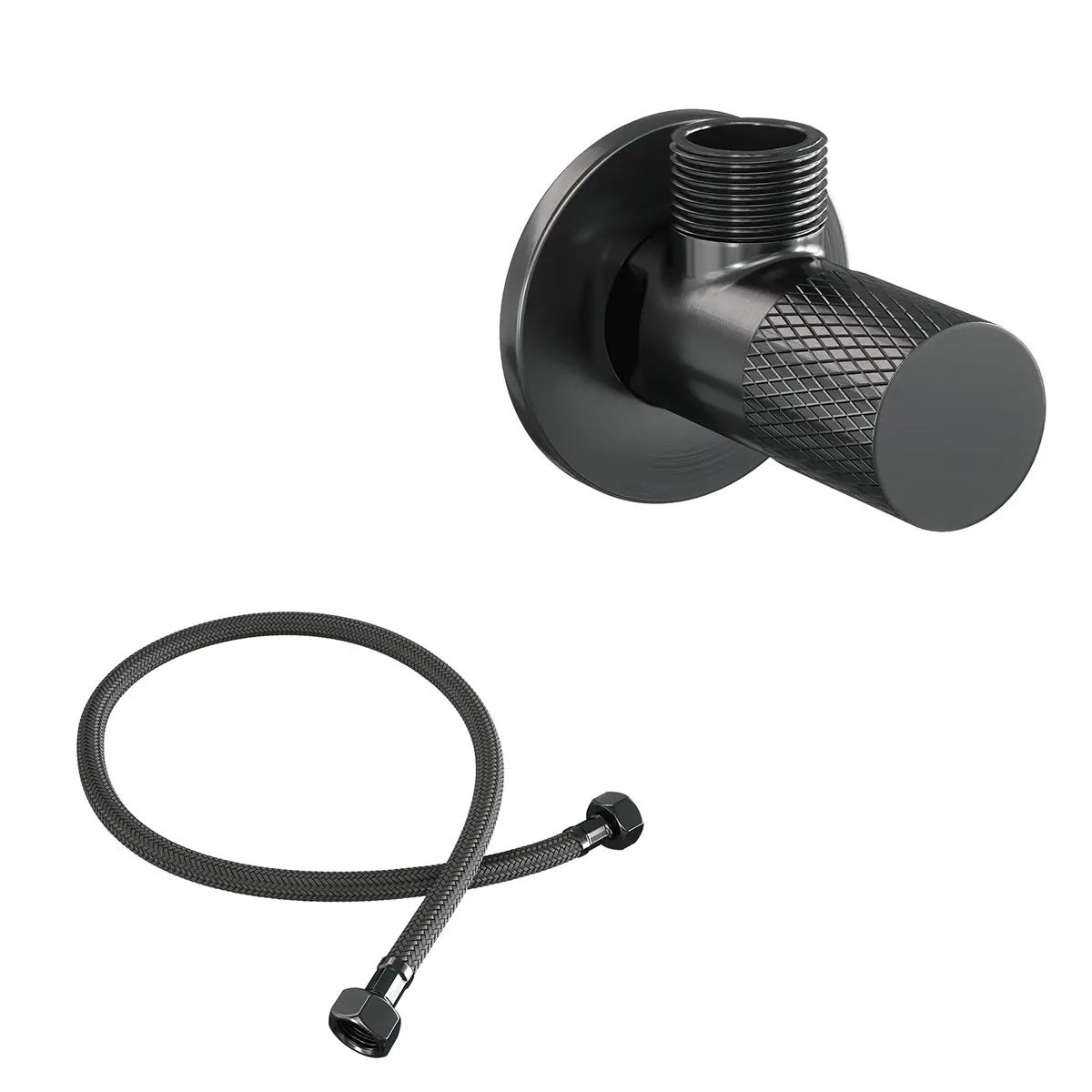 Brauer Carving hoekstopkraan compleet met slang - geborsteld gunmetal PVD