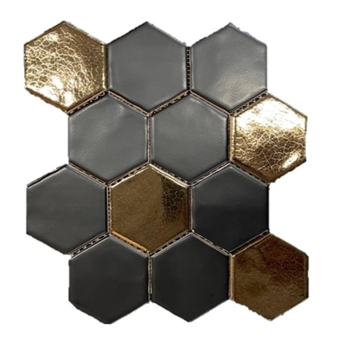 Grandeur Hexagonel wandtegel 28x30cm - black gold