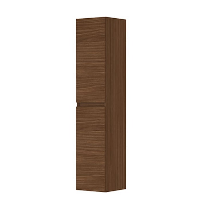 Ink hoge kast 169x35cm - houten keerlijst - 2 deuren - links/rechts - front vlak - warm walnoot