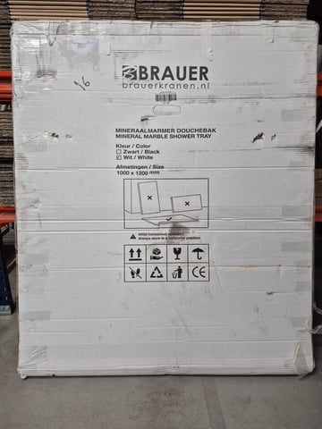 Tweedekans - Brauer Asteroid douchebak mineraalmarmer - 120x100 cm - mat wit